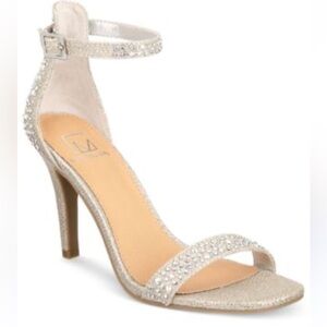 MATERIAL GIRL BLAIRE Rhinestone Crystal Heels Prom Champagne Women's 10 EUC